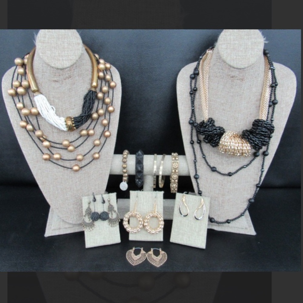 Black and Gold Jewelry Lot - 13 Pieces